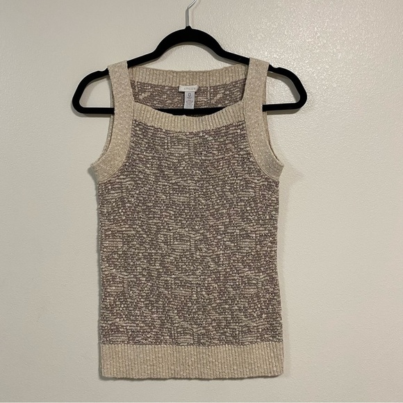 Chico’s Sleeveless Frosted Tank Sweater Neutral Combo Size 0/XS NWT - Picture 1 of 10